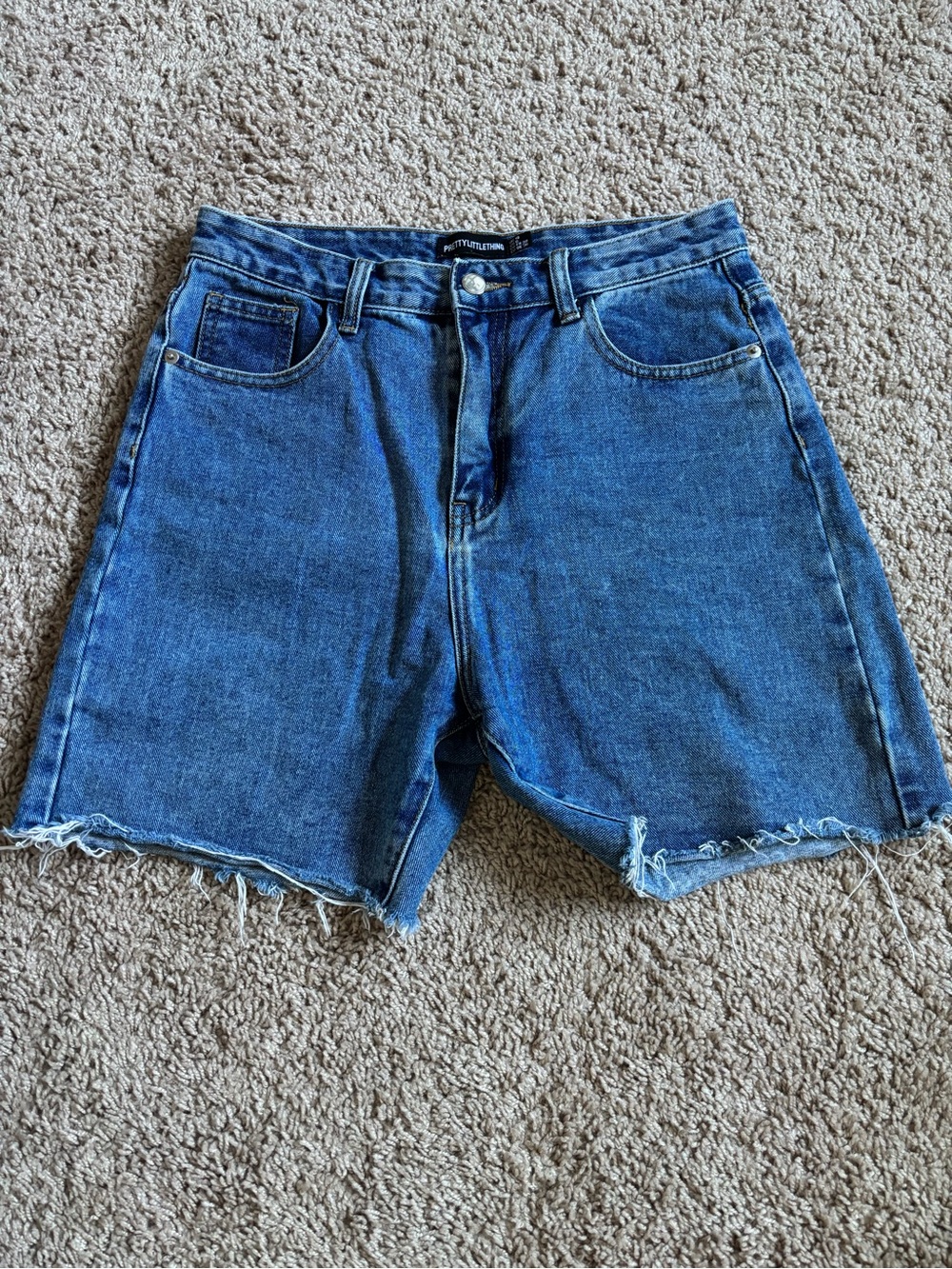 PrettyLittleThing Blue High-Waisted Denim Jean Shorts